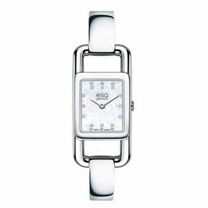 Main Image 1 of Ladies' ESQ Movado Angle Diamond Accent Bangle Watch with Square Mother-of-Pearl Dial (Model: 07101406)