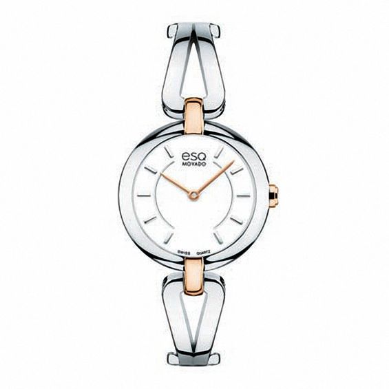Ladies' ESQ Movado Corbel Two-Tone Bangle Watch with White Dial (Model: 07101398)