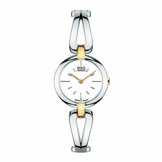 Ladies' ESQ Movado Corbel Two-Tone Bangle Watch with White Dial (Model: 07101396)