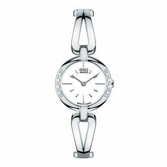 Ladies' ESQ Movado Corbel Diamond Accent Bangle Watch with White Dial (Model: 07101395)