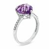 Thumbnail Image 2 of 10.0mm Heart-Shaped Amethyst and Lab-Created White Sapphire Ring in Sterling Silver
