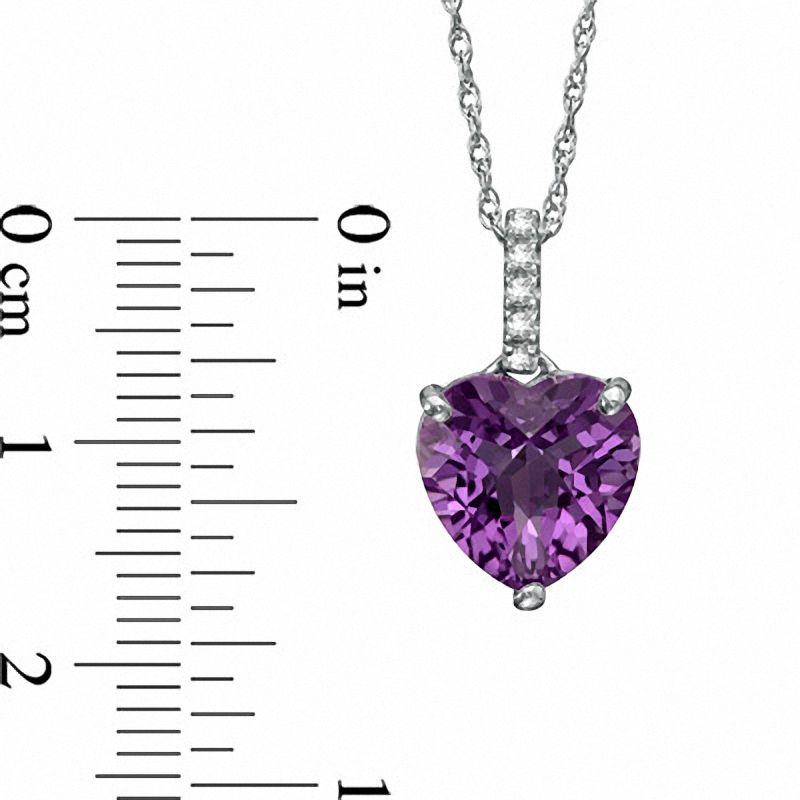 10.0mm Heart-Shaped Amethyst and Lab-Created White Sapphire Pendant in Sterling Silver