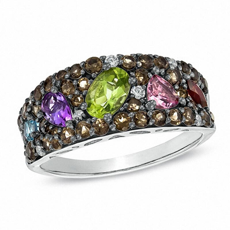 Main Image 1 of Multi Semi-Precious Gemstone Ring in 10K Gold