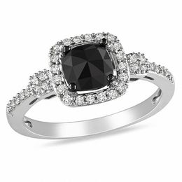tw enhanced black and white cushion cut diamond buckle ring in 14k - Wedding Rings With Black Diamonds tw enhanced black and white cushion cut diamond buckle ring in 14k - Wedding Rings With Black Diamonds