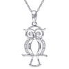 Thumbnail Image 0 of Diamond Accent Owl Pendant in 10K White Gold - 17"