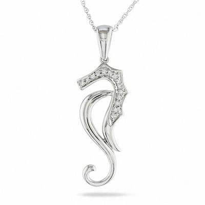 Diamond Accent Seahorse Pendant in 10K 