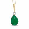 Thumbnail Image 0 of Pear-Shaped Green Chalcedony and Diamond Accent Circle Drop Pendant in 10K Gold