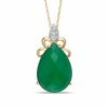 Thumbnail Image 1 of Pear-Shaped Green Chalcedony and Diamond Accent Pendant in 10K Gold