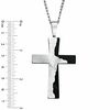 Thumbnail Image 1 of Men's Lord's Prayer Tablet Cross Pendant in Stainless Steel with Black IP - 24"