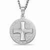 Thumbnail Image 0 of Men's Lord's Prayer Round Cross Pendant in Stainless Steel - 24"