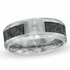 Thumbnail Image 1 of 9.0mm Diamond Accent Solitaire Comfort Fit Wedding Band in Stainless Steel and Grey Carbon Fiber