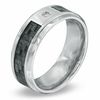 Thumbnail Image 1 of Men's 9.0mm Diamond Accent Solitaire Comfort Fit Wedding Band in Stainless Steel and Grey Carbon Fiber