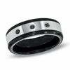 Thumbnail Image 0 of Men's 1/10 CT. T.W. Black Diamond Comfort Fit Wedding Band in Two-Tone Stainless Steel