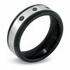 Thumbnail Image 1 of Men's 1/10 CT. T.W. Black Diamond Comfort Fit Wedding Band in Two-Tone Stainless Steel