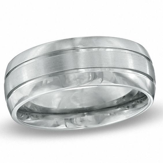 8.0mm Comfort Fit Satin Groove Titanium Wedding Band