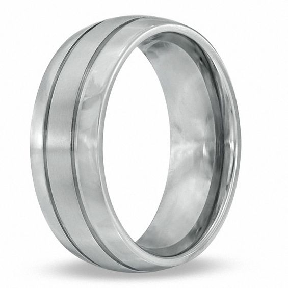 8.0mm Comfort Fit Satin Groove Titanium Wedding Band
