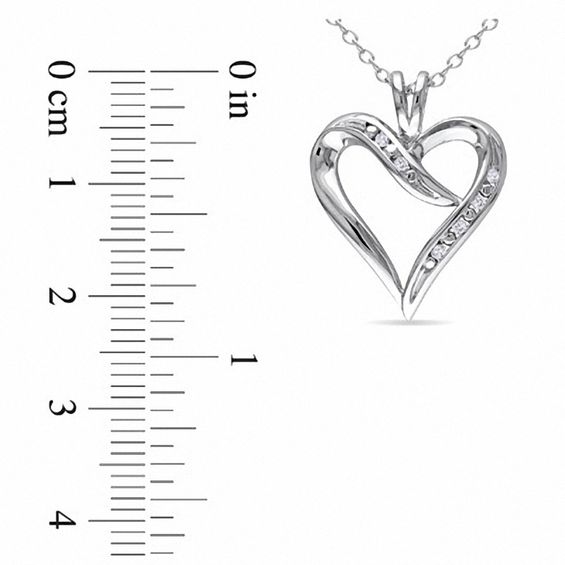 1/20 CT. T.w. Diamond Heart-Shaped Ribbon Pendant in Sterling Silver