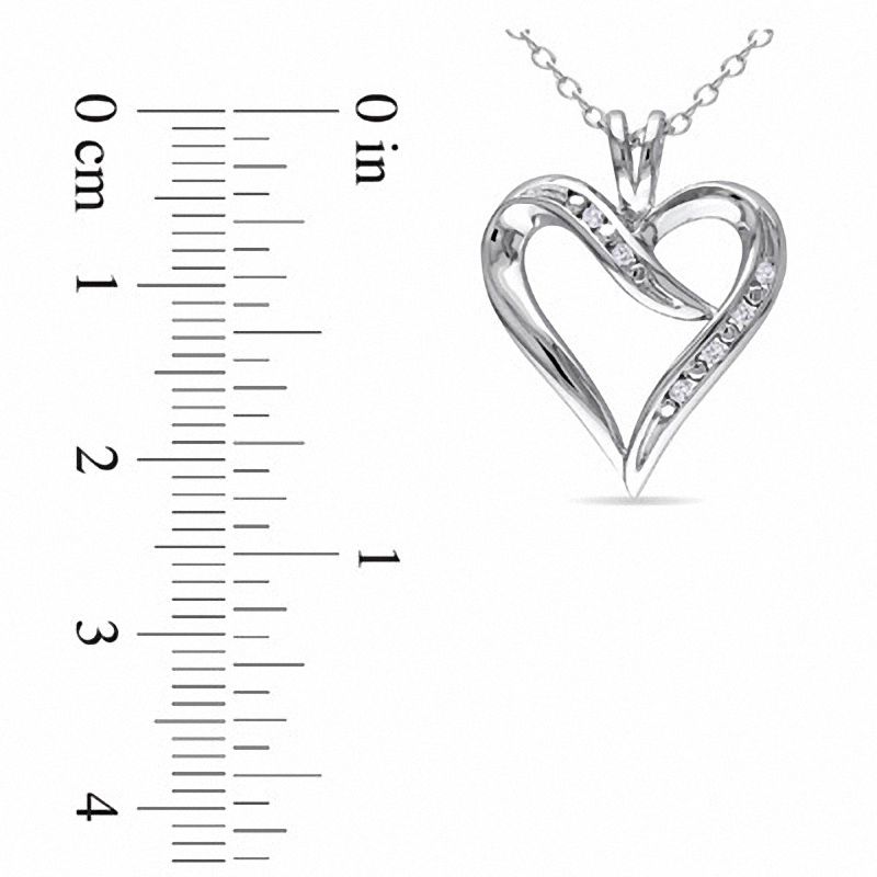 Main Image 2 of 1/20 CT. T.W. Diamond Heart-Shaped Ribbon Pendant in Sterling Silver