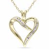 Thumbnail Image 1 of 1/20 CT. T.W. Diamond Heart-Shaped Ribbon Pendant in Sterling Silver with Yellow Rhodium