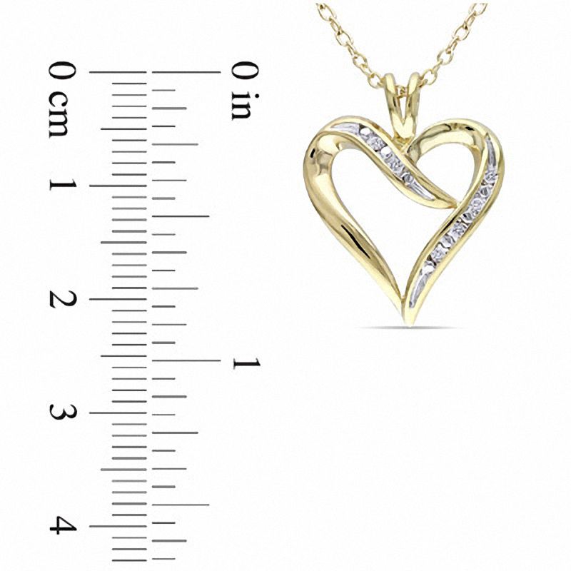 Main Image 2 of 1/20 CT. T.W. Diamond Heart-Shaped Ribbon Pendant in Sterling Silver with Yellow Rhodium