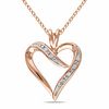 Thumbnail Image 0 of 1/20 CT. T.W. Diamond Heart-Shaped Ribbon Pendant in Sterling Silver with Rose Rhodium