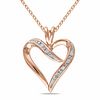 Thumbnail Image 1 of 1/20 CT. T.W. Diamond Heart-Shaped Ribbon Pendant in Sterling Silver with Rose Rhodium