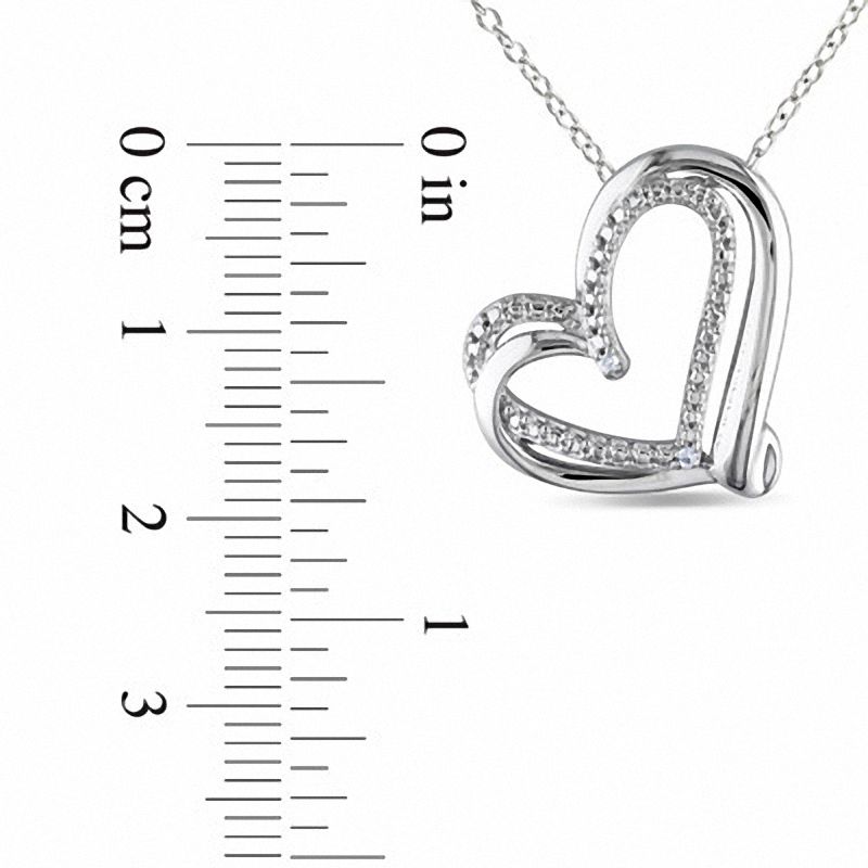 Main Image 2 of Diamond Accent Tilted Heart Pendant in Sterling Silver