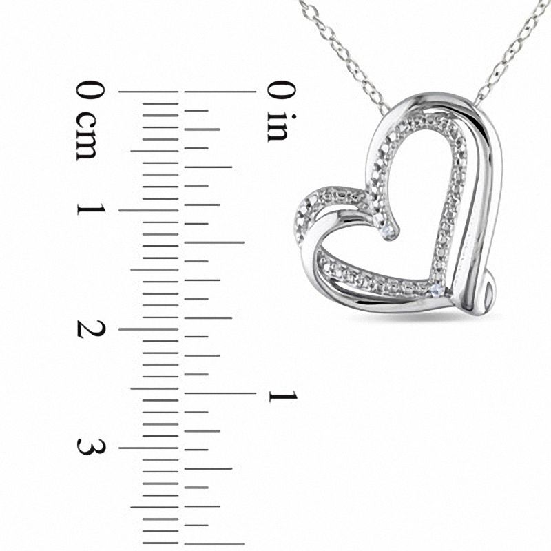 Diamond Accent Tilted Heart Pendant in Sterling Silver