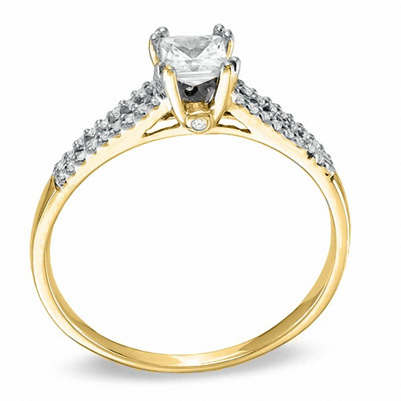 Main Image 2 of 1/3 CT. T.W. Princess-Cut Diamond Split Shank Engagement Ring in 10K Gold