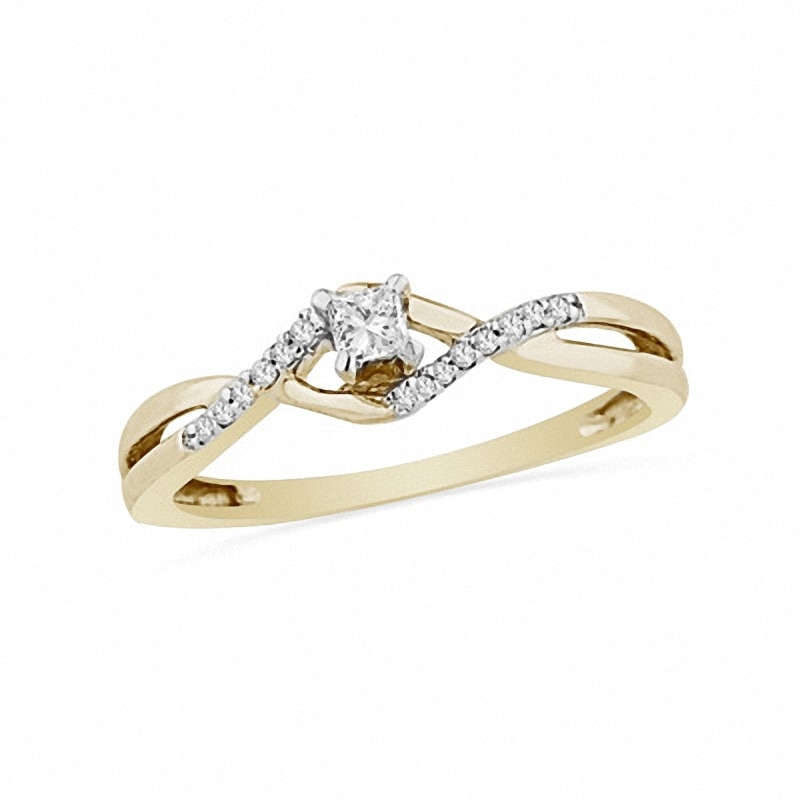 1/8 CT. T.W. Princess-Cut Diamond Promise Ring in 10K Gold