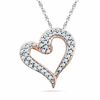 Thumbnail Image 0 of 1/5 CT. T.W. Diamond Tilted Heart Pendant in 10K Rose Gold