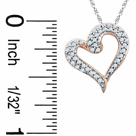 1/5 CT. T.w. Diamond Tilted Heart Pendant in 10K Rose Gold