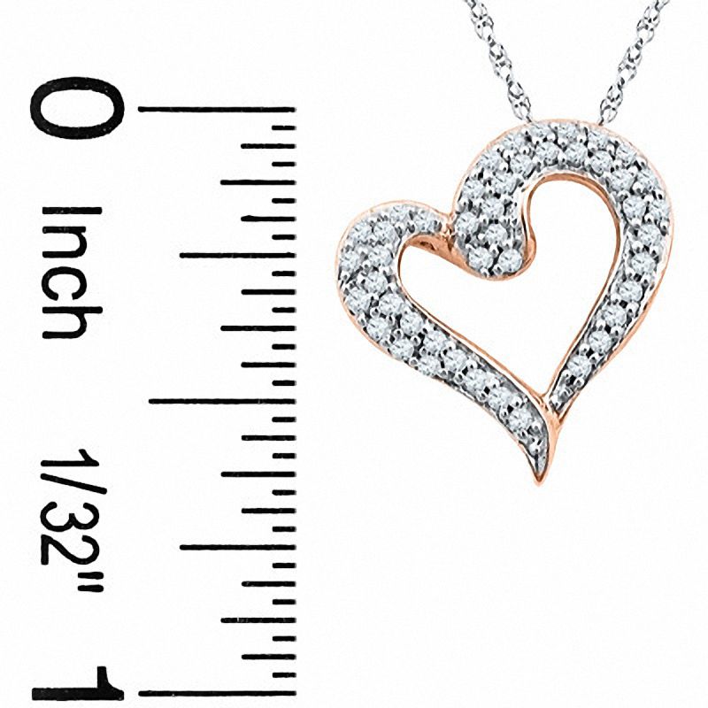 1/5 CT. T.W. Diamond Tilted Heart Pendant in 10K Rose Gold