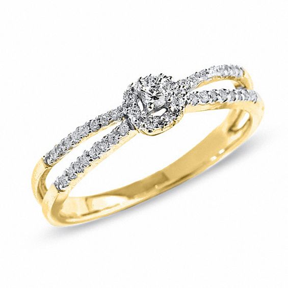1/8 CT. T.w. Diamond Circle Frame Split Shank Promise Ring in 10K Gold