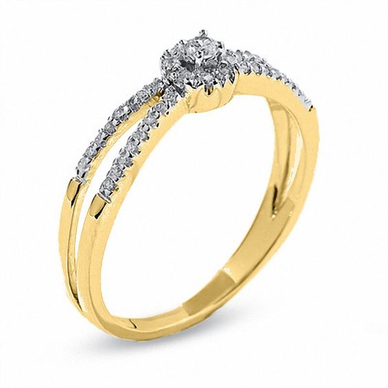 1/8 CT. T.w. Diamond Circle Frame Split Shank Promise Ring in 10K Gold