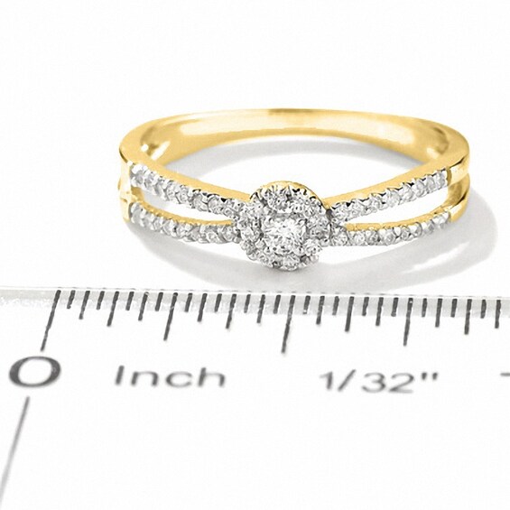 1/8 CT. T.w. Diamond Circle Frame Split Shank Promise Ring in 10K Gold