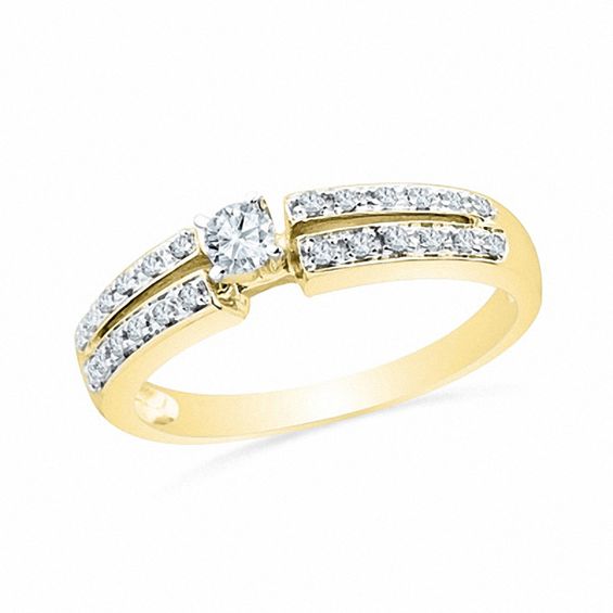 1/4 CT. T.w. Diamond Split Shank Promise Ring in 10K Gold