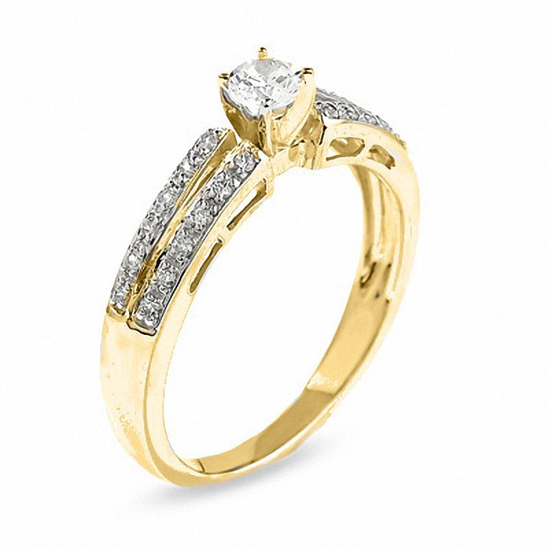 Main Image 2 of 1/4 CT. T.W. Diamond Split Shank Promise Ring in 10K Gold