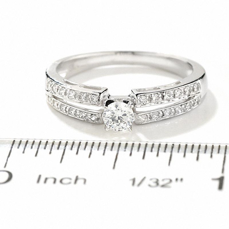Main Image 3 of 1/4 CT. T.W. Diamond Split Shank Promise Ring in 10K Gold