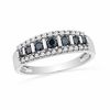 Thumbnail Image 1 of 1/2 CT. T.W. Enhanced Blue and White Diamond Stripe Band in 10K White Gold