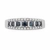 Thumbnail Image 2 of 1/2 CT. T.W. Enhanced Blue and White Diamond Stripe Band in 10K White Gold
