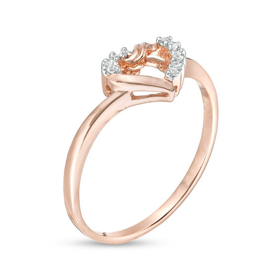 1/20 CT. T.w. Diamond Heart Ring in 10K Rose Gold
