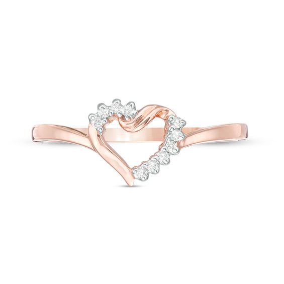 1/20 CT. T.w. Diamond Heart Ring in 10K Rose Gold