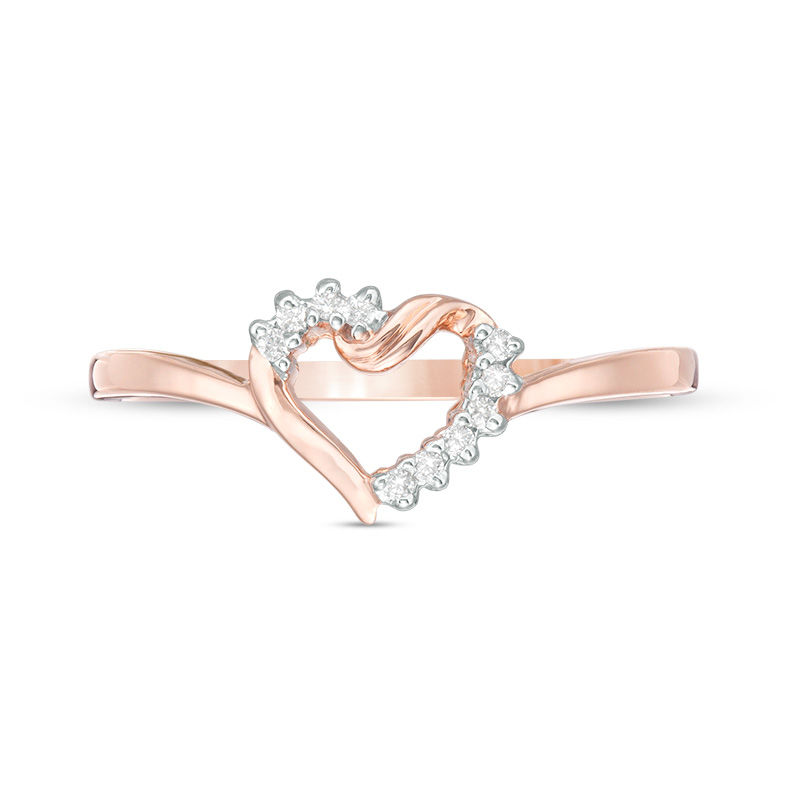Main Image 4 of 1/20 CT. T.W. Diamond Heart Ring in 10K Rose Gold