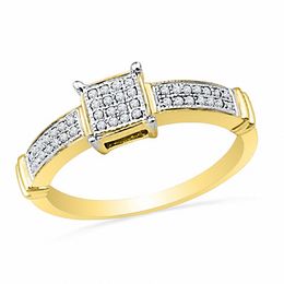1/8 CT. T.W. Diamond Square Cluster Promise Ring in 10K Gold