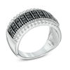 Thumbnail Image 2 of 1 CT. T.W. Enhanced Black and White Diamond Stripe Fashion Band in 10K White Gold