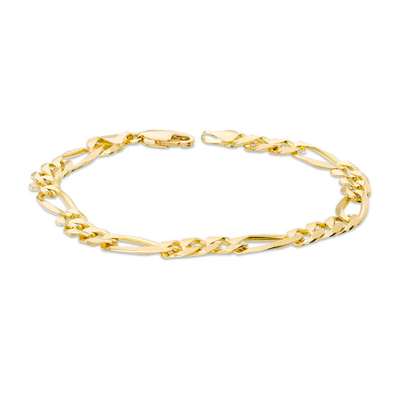 7.0mm Figaro Chain Bracelet in Solid 14K Gold - 8.5"