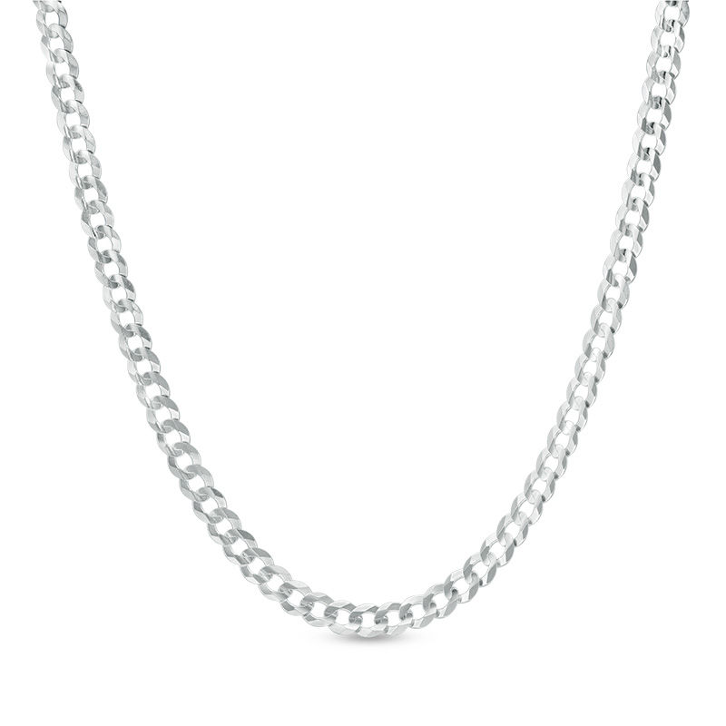 Men's 3.6mm Curb Chain Necklace in Solid 14K White Gold - 22"