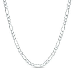 Men's 3.0mm Figaro Chain Necklace in 14K White Gold - 24&quot;