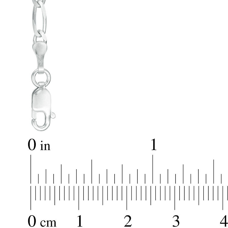 Men's 3.0mm Figaro Chain Necklace in Solid 14K White Gold - 24"